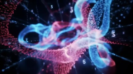Abstract swirling network of vibrant colors, numbers