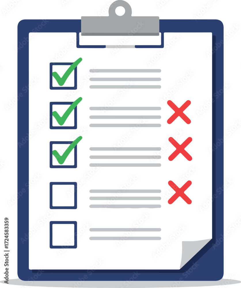 Checklist with completed and incomplete tasks on a clipboard for ...