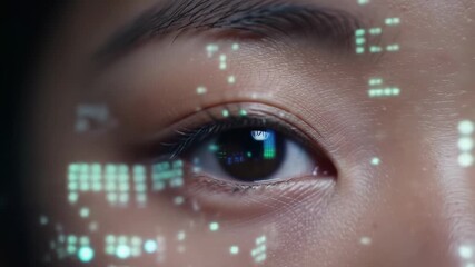 Close-up of an eye with digital overlay