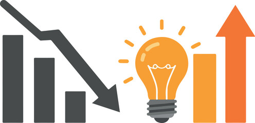 Idea generation and business growth concept with lightbulb.