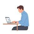 © IP STOCK - Man working on laptop, analyzing data charts.