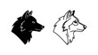 © Jamal - Two stylized wolf heads one black silhouette and one line art.