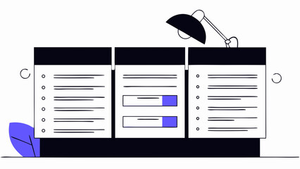 Business technology vector illustration concept showing a data and documents with a design symbol on an open web page