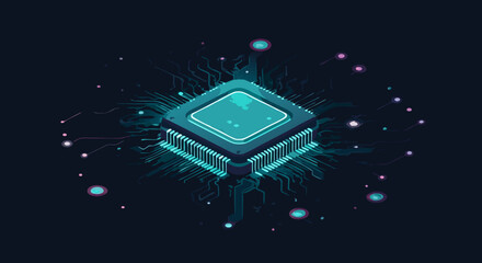 Cybernetic Core: A high-tech, futuristic depiction of a central processing unit (CPU), glowing with digital energy against a dark, cosmic backdrop, symbolizing the heart of modern technology.
