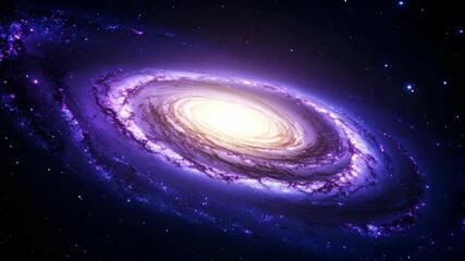 Wall Mural - A vibrant spiral galaxy with shades of purple and white swirls against a backdrop of distant stars in deep space.