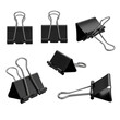 © PixelEra Studio - Collection of black binder clips isolated on transparent background