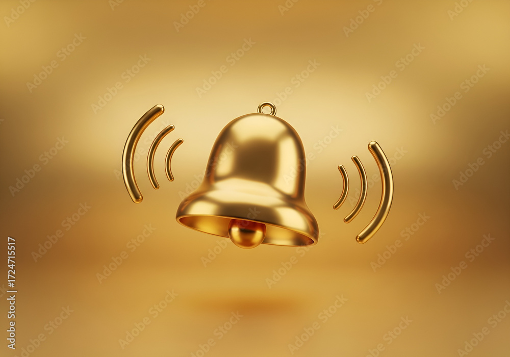 Golden Bell Rining Golden bell ringing notification alert sound symbol shiny metallic ...