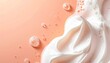 © bakri - Creamy, foamy skin product on peach background