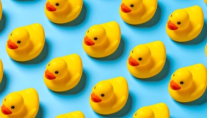 Yellow rubber ducks in a pattern