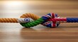 © Farhana  - Tied Together India and United Kingdom knot representing global collaboration and connection, symbolizing partnership and unity, fostering international relations