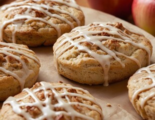 Wall Mural - apple cinnamon scones with glaze on top