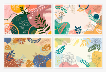 Wall Mural - Design banner frame background. Color art  poster background vector illustration.