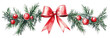 © Rawpixel.com - PNG Watercolor border Silver Bell and red bow illustration christmas art.