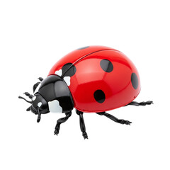 Red ladybug with black spots isolated on transparent background