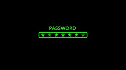Password cyber security identity theft and cloud network system application information privacy internet online protection on black background  4k video