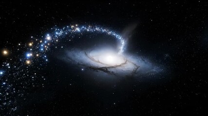Wall Mural - Explore the stunning beauty of a spiral galaxy with glowing arms radiating light across the vastness of space during a serene cosmic event. Stars twinkle brilliantly.