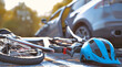 © Anoo - Collision aftermath with bicycle and helmet after accident with