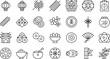 © YARUN - Collection of Chinese New Year and cultural icons in black outline style symbol lantern 1