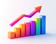 © Karpet - A vibrant, upward-trending bar graph with a rainbow color scheme and a matching arrow, suggesting growth and success