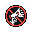 © Rtxyoi - Prohibition sign featuring a megaphone, symbolizing a ban on loud announcements or shouting