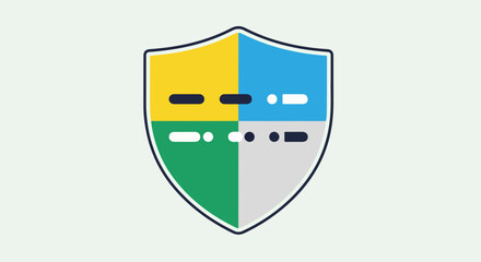 Shield illustration features a quartered design with symbolic elements, suggesting protection and security. This shield illustration conveys reliability and safety, enhanced by color coding.