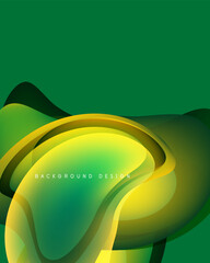Wall Mural - Abstract green yellow design. Smooth flowing shapes create dynamic visual effect. Modern background for digital projects.