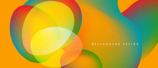Wall Mural - Abstract colorful shapes overlap. Vibrant gradients create dynamic visual effect. Modern design suitable for backgrounds, presentations.