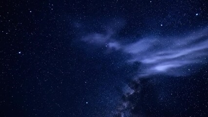 Wall Mural - Starry night sky with ethereal clouds gracefully drifting across the cosmos, revealing twinkling stars in a serene timelapse spiritual, weather, ether