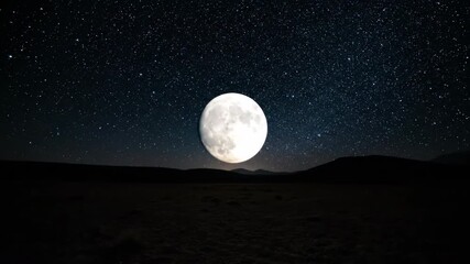 Wall Mural - Mesmerizing moonrise timelapse over a remote, dark plateau, with a clear, star-filled night sky still, stars, open