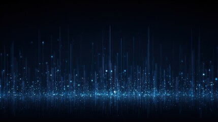 Abstract blue light streaks with bokeh effect on a dark background.