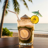 coconut cocktail on the beach