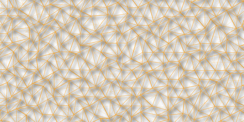 Abstract of simple golden line triangle pattern geometric background. Seamless geometric polygonal repeatable pattern swatch background, Trendy design vector background for web backdrop orpaper print.