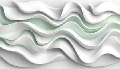 Canvas Print - elegant flowing design with soft pastel greens and curved lines for modern aesthetic appeal