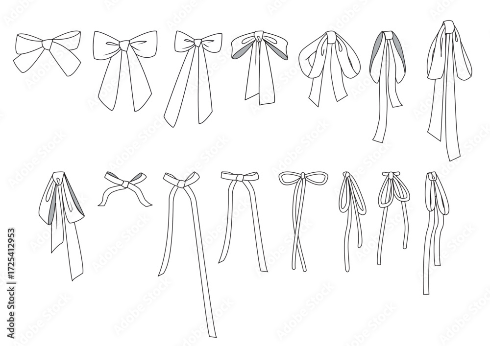 15 Ribbon Templates Fashion Technical Drawing Illustrations Stock ...
