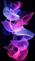 Canvas Print - Vibrant Luminous Gradient Waves Flowing Over a Dark Background, Creating Stunning Visual Effects