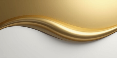 Wall Mural - Golden waves curve dynamically against a textured blue and orange background, creating an abstract and elegant design