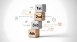 © peno - Task priority and management concept. The order of priority in any activity. Set work priority, arrange to do list. Wooden cubes with number first, second, third and fourth.