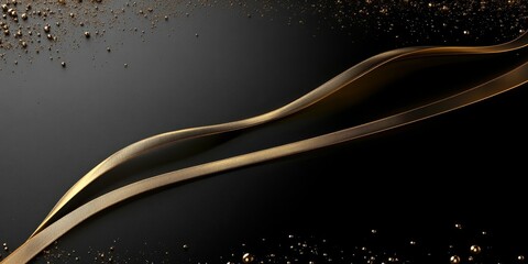 Wall Mural - Elegant Black and Gold Wallpaper Background Featuring Flowing Cloth and Glittering Decorative Design