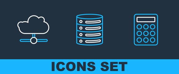 Wall Mural - Set line Password protection, Network cloud connection and Server, Data, Web Hosting icon. Vector