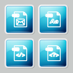 Wall Mural - Set line EML file document, OTF, HTML and PHP icon. Vector