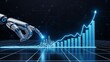 © Ahmad - A robotic hand touches a rising digital bar graph, symbolizing the power of artificial intelligence in driving business growth and financial analysis.