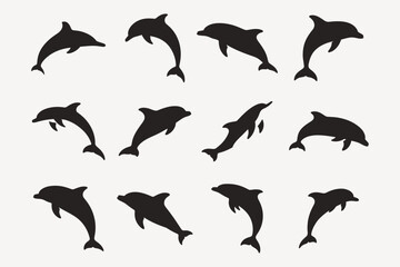  set of dolphin silhouettes
