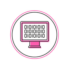 Filled outline Binary code icon isolated on white background. Vector
