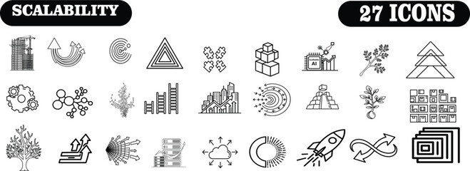 Scalability icons showcase growth and development concepts