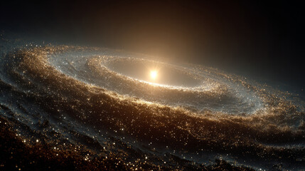 Wall Mural - Spiral galaxy with glowing star center in space
