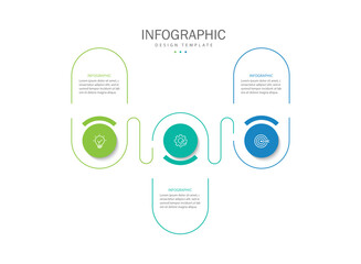 Wall Mural - Business infographic template. 3 Step timeline journey. Process diagram, Infographic elements vector illustration.	