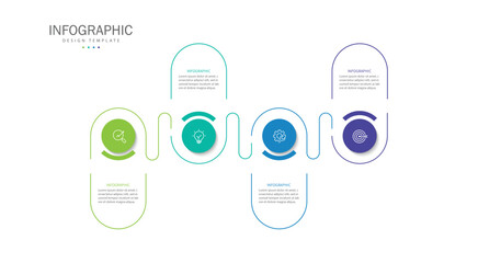 Wall Mural - Business infographic template. 4 Step timeline journey. Process diagram, Infographic elements vector illustration.	