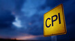 © sornram - A close-up of a street sign displaying CPI against a dramatic blue sky backdrop.