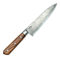 Watercolor chef knife wooden handle metal blade isolated on a transparent background cooking kitchen