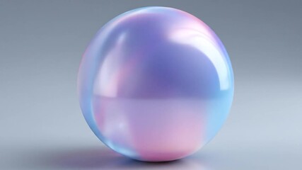 Iridescent Sphere with Smooth Gradient Colors in 3D Rendering on Light Gray Background with Shiny and Glossy Surface for Modern Design